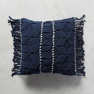 Anthropologie - Fringed Diendra Pillow - Navy